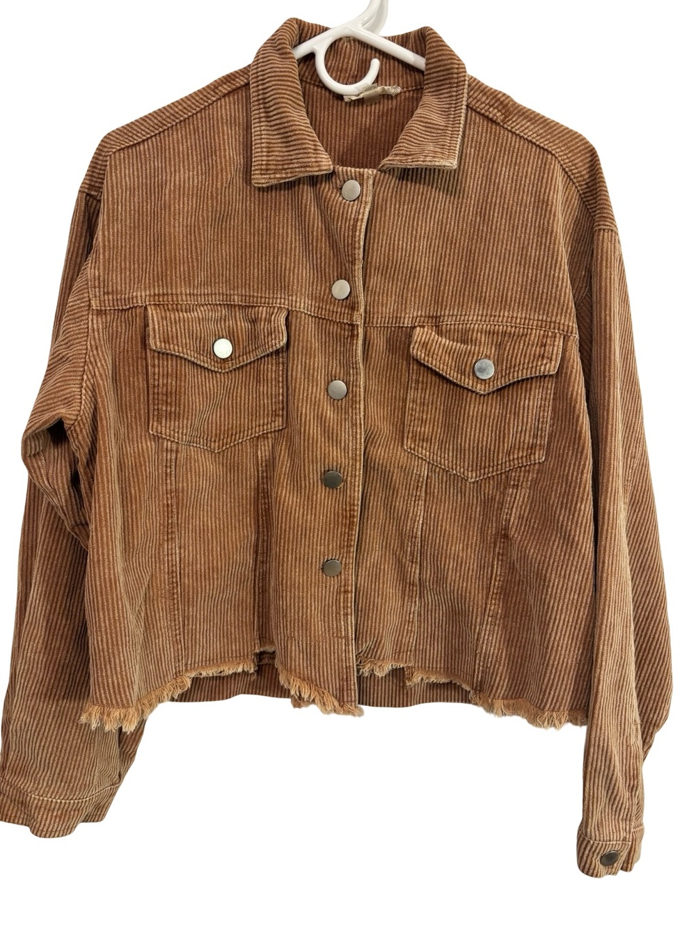Altar'd State Camel Brown Corduroy Button-Front Cropped oversized Jacket XS
